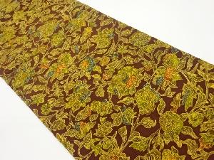 縮緬地花唐草模様開き名古屋帯（額縁仕立て）